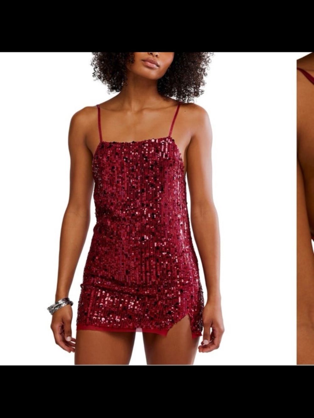 NWT free people women’s midnight kiss mini sequin cherry slip dress size small